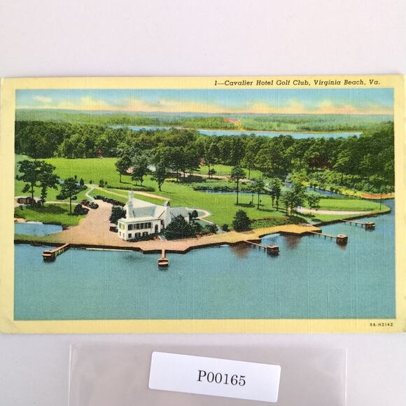 Vintage Cavalier Hotel Golf Club Virginia Beach Linen Postcard 1944 Boat Ramps - Picture 1 of 2